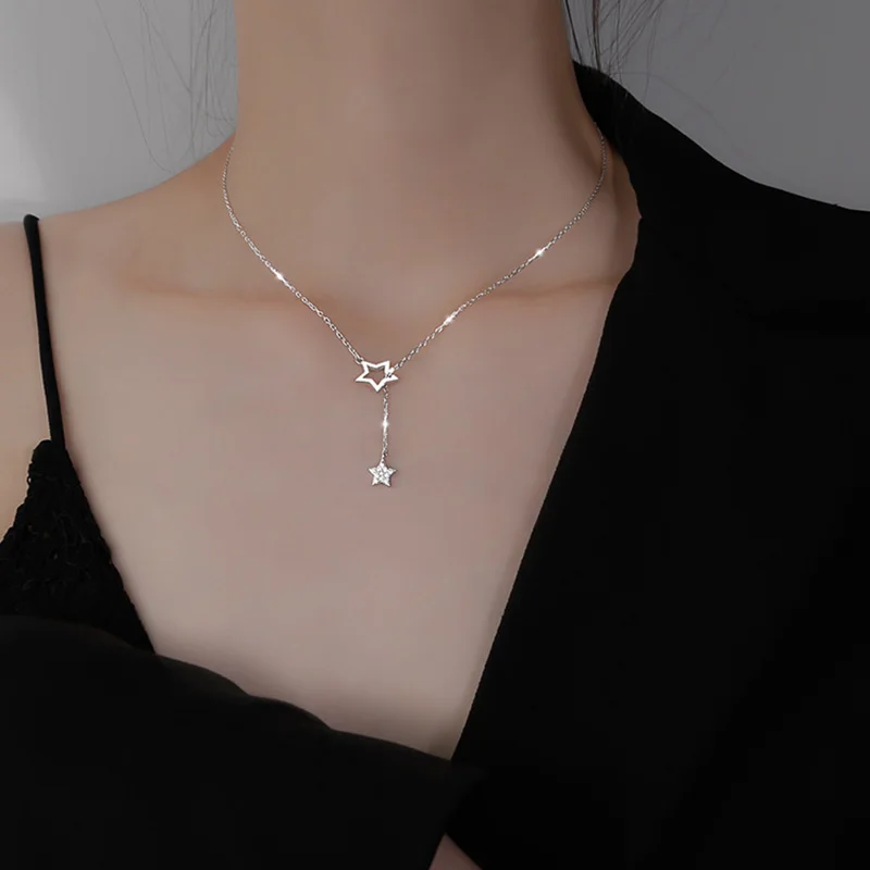 

Trendy Shiny Star Choker Drop Charm Necklaces Jewelry Clavicle Chain Necklaces For Women Wedding Birthday Gift