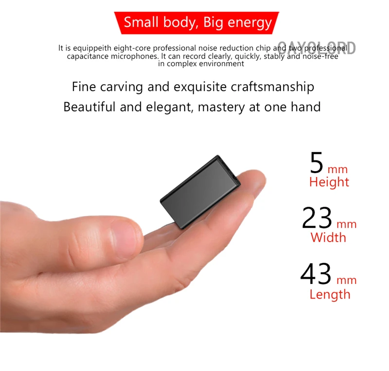 Тонкий мини аудио диктофон USB Flash Профессиональный цифровой HD дальний MP3