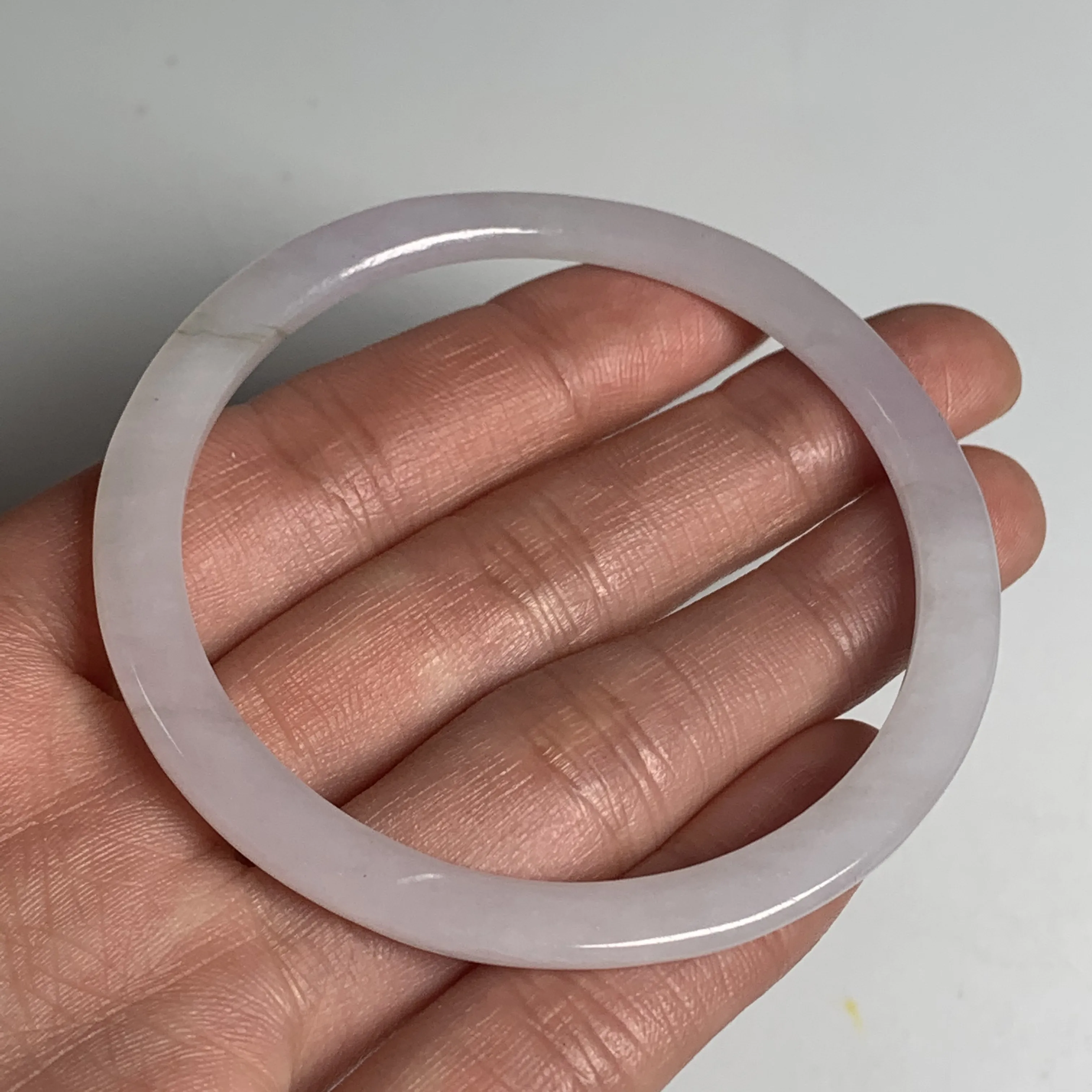 53.5mm Natural Ice Grade A Jade Thin Bangle green Burma Jadeite hand carved Lady Chain Female bracelet Myanmar Type stone | Украшения и