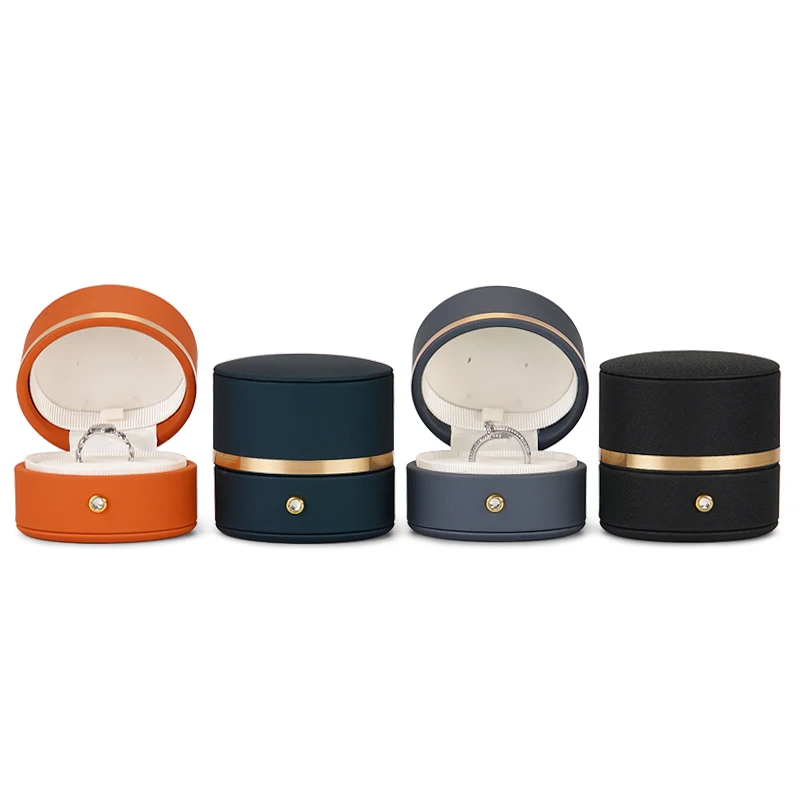 

Oirlv Newly Fashion Round Multiple Colour PU Leather Ring Box Jewelry Storage Organizer for Engagement