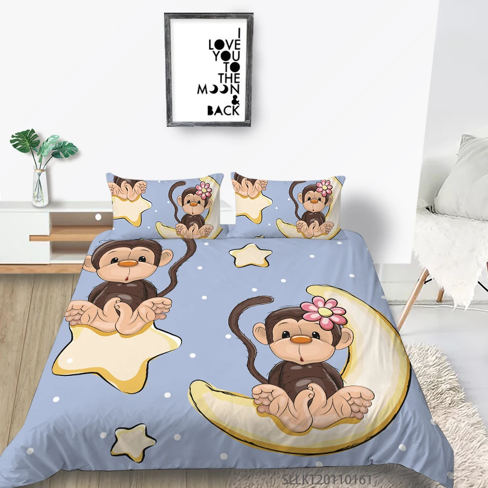 

Sunshine Cartoon Bed Comforter Set Queen Size Duvet Cover Set Pillowcase Bedroom Decoration Unique Design Bed Set For Kids Adult