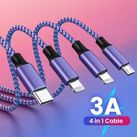 USB-кабель 3 в 1, 1,3 м, Micro USB/Type C/8 Pin, 3 А