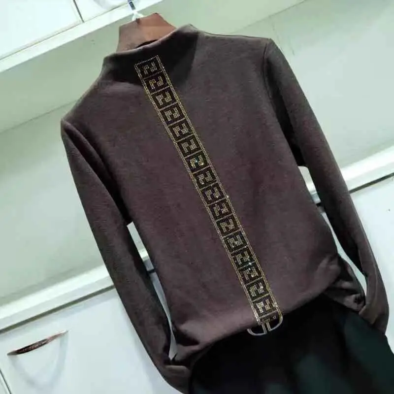 

Women's 2020 new Korean style foreign style half high collar fashion long sleeve T-shirt for women