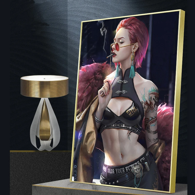 Картина на холсте настенные 3d постеры модная девушка с очками тату картинки