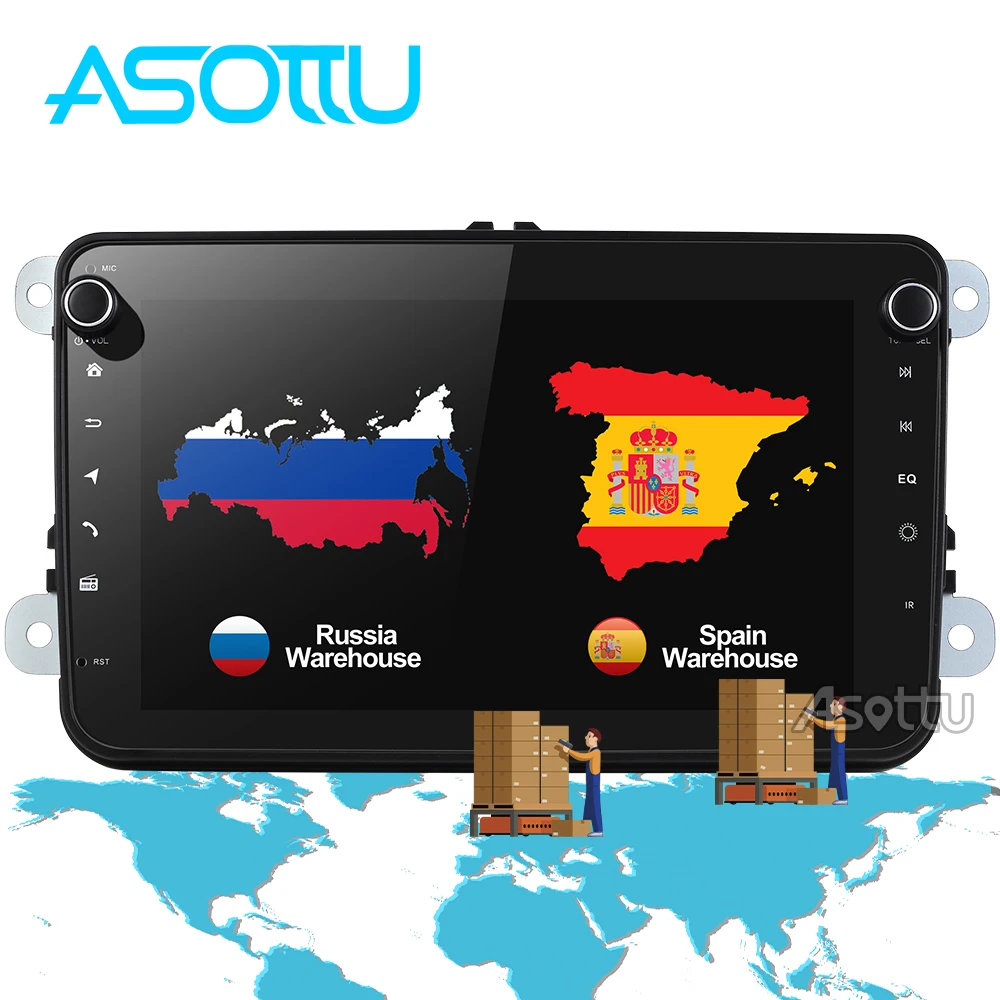 Asottu CDZ8060 android 8,1 автомобильный dvd gps навигатор для skoda для volkswagen golf polo tiguan passat 2 din gps плеер стерео