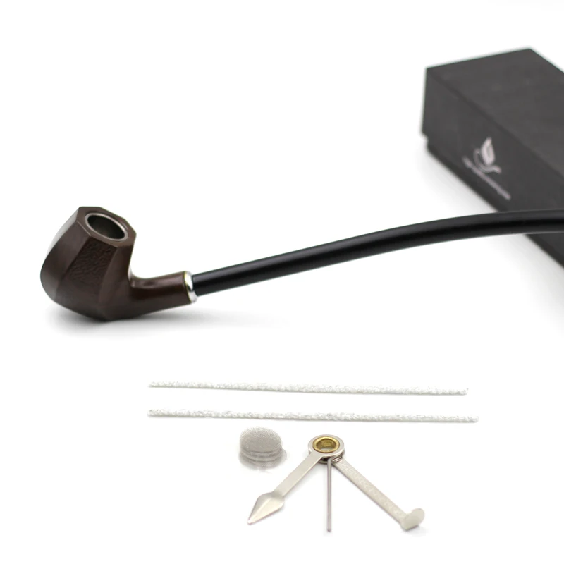 New 1set Smoking Pipe Set Long Black Churchwarden Tobacco Accessories Gadget for Men 40cm With 3Pipe Tools Gift Box H702 | Дом и сад