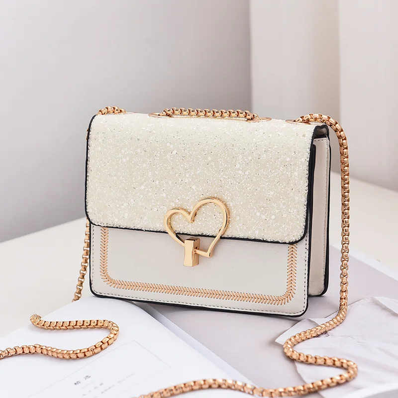 Мини 2019 Модные женские сумочки с цепочкой бриллиантами плечевая сумка сердцем на