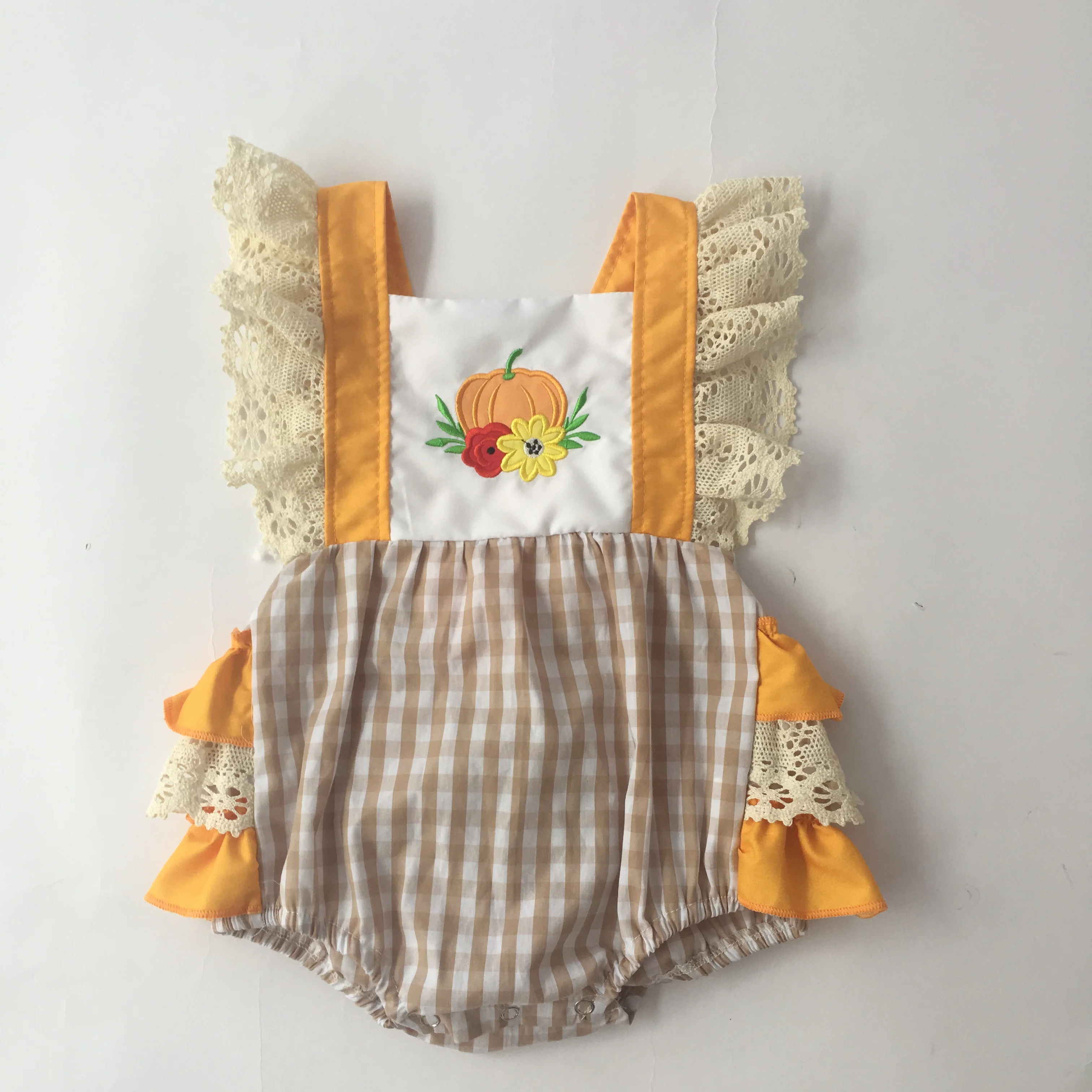 Puresun Боди Одежда для маленьких девочек Хэллоуин оранжевый Тыква вышивка наряд
