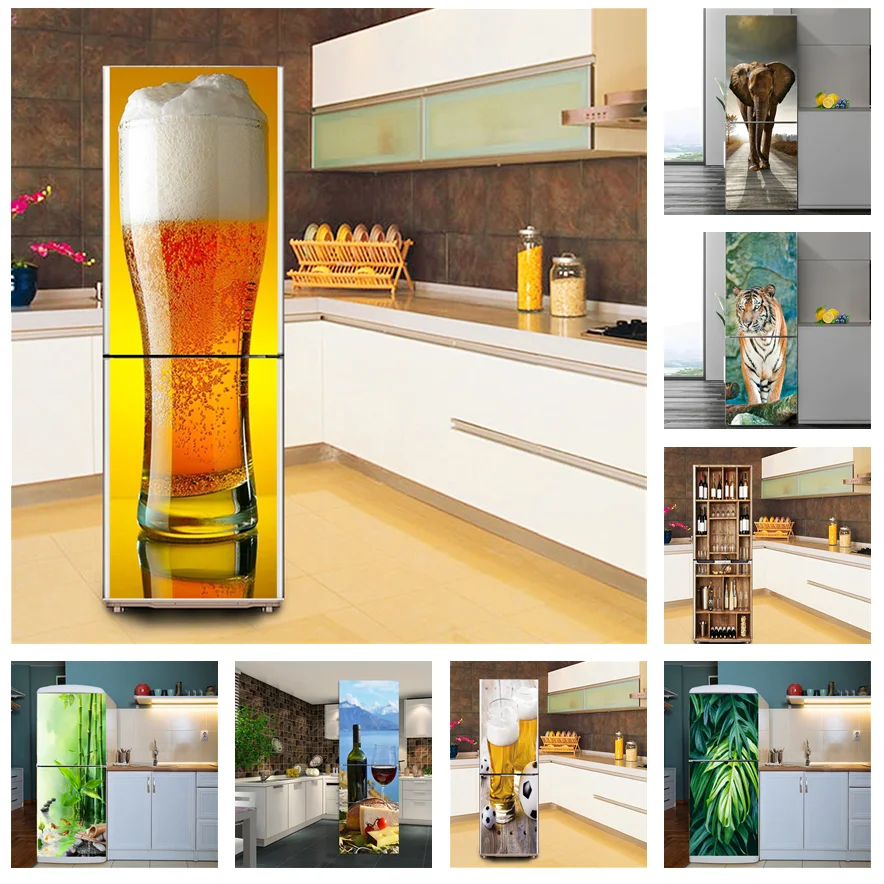 Boccale di birra carta da parati frigorifero adesivo decorazione cucina frigorifero Poster autoadesivo impermeabile rimovibile murale adesivo fai da te