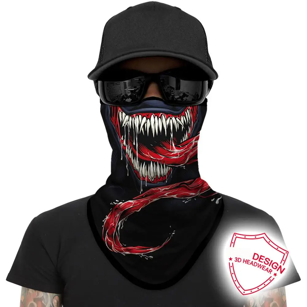 3D треугольная маска для лица велосипедная бандана походная с черепом Venom шарф