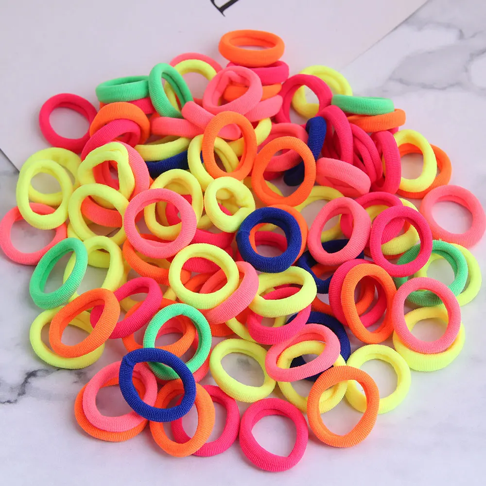 

100PCS/Lot Soft Towel Ring Children Rubber Bands Baby Girls Candy Colors Hairband Princess Mini Mixed Color Hair Band Wholesale