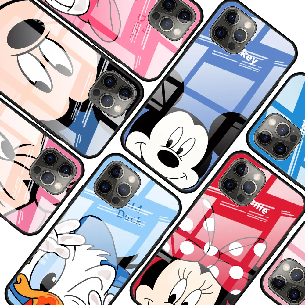 

Mickey Minnie Couple for Apple iPhone 13 12 Pro Max Mini 11 Pro XS Max X XR 6S 6 7 8 Plus Tempered Glass Phone Case