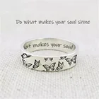 Винтажные простота для женщин из цинкового сплава, цинковый сплав Резные кольцо бабочка с надписью Повседневные Вечерние серебряное кольцо Ювелирное Украшение