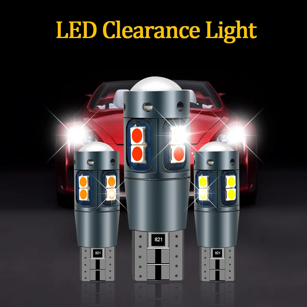 2 шт. Авто T10 W5W 194 168 3030 10SMD светодиодный Canbus автомобильная лампа для чтения купол Внутренний Боковой габаритный светильник белый лед синий желтый 12-24 В