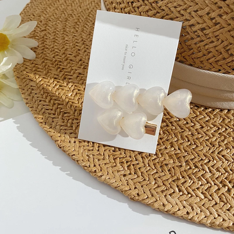 

Acrylic Heart Hair Clip Barrettes Fashion Girls Flower Hairpins Hairgrip Korean Chic Retro Hair Clips Women Hair Accessories