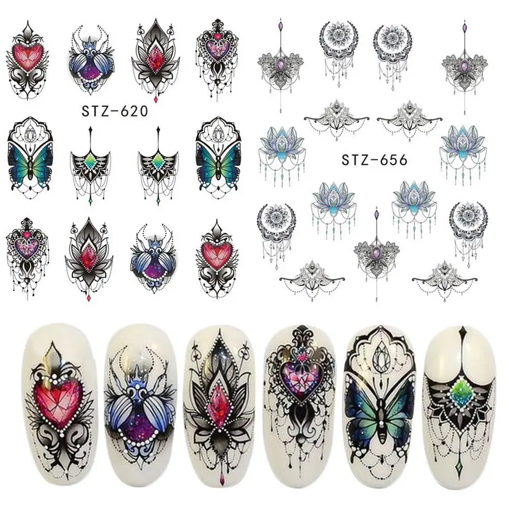 Платье с милой бабочкой люстра в форме лепестков Nail Art Наклейки переводятся