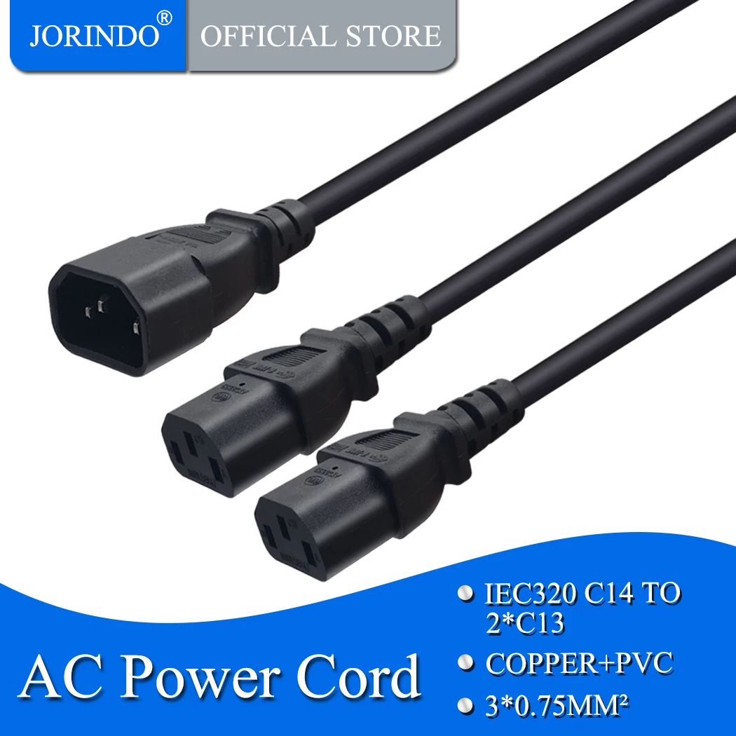 JORINDO 0 3 M 2 M/1FT 6.5FT удлиняет один C14 на два выхода C13 удлинитель питания 10A/250 V