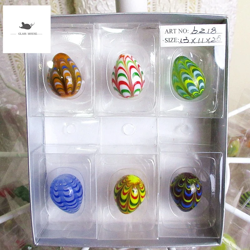 

6pcs/lot 2.5cm Colorful Eggs lovely handmade Glass marbles Hook wire ball stone fish tank flowerpot decorative children toys