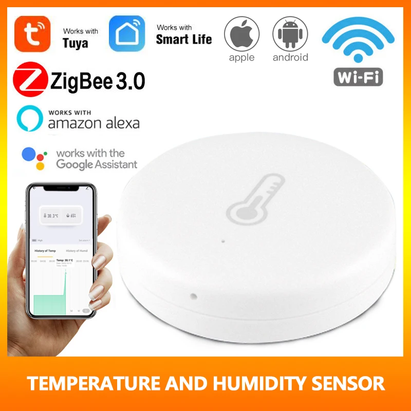

Смарт-датчик температуры и влажности Tuya/SmartLife App ZigBee, работает от аккумулятора с Zigbee Hub через Alexa Google Home 2021