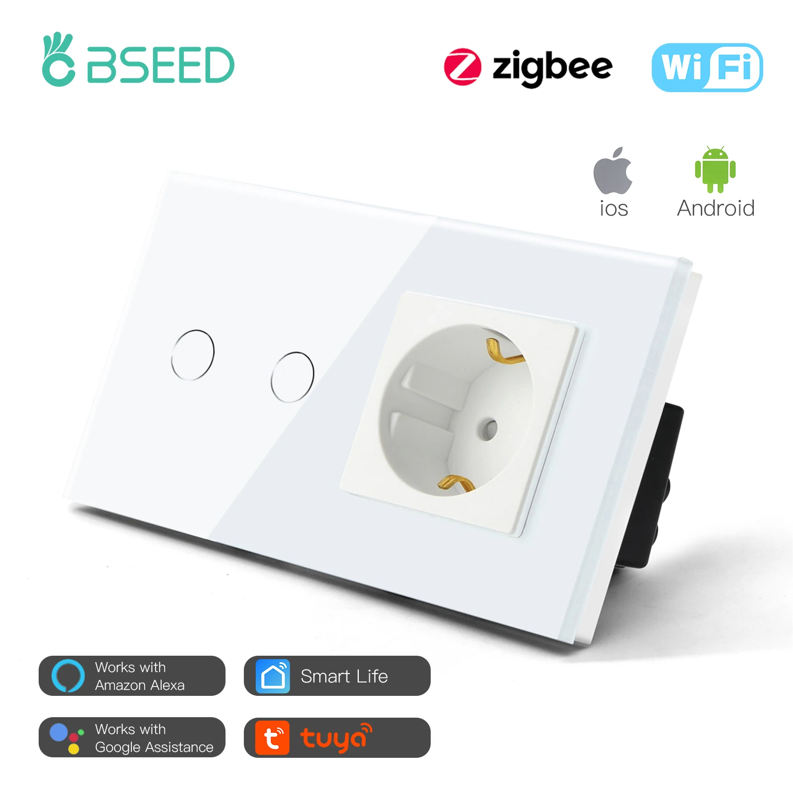 Настенный выключатель BSEED Zigbee 1/2/3 клавиши канала беспроводной Wi Fi|Выключатели| |