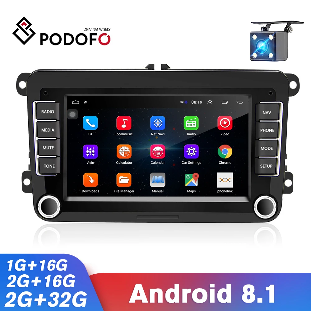 

Автомагнитола Podofo, 2 Din, с GPS, для VW/Volkswagen/Golf/Polo/Tiguan/Passat/b7/b6/SEAT/leon/Skoda/Octavia