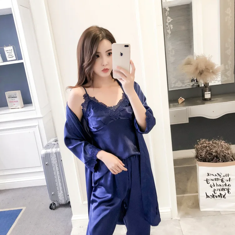 Пикантная Шелковая пижама Faxu для невесты с нагрудной подушкой весна лето 2020