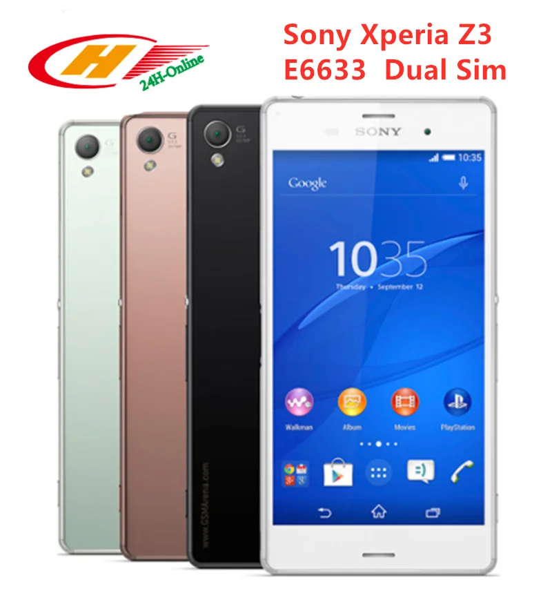 Sony Xperia Z3 D6633 Dual sim 5,2 дюймов четырехъядерный 3 ГБ ОЗУ 16 Гб ПЗУ отремонтированный разблокированный телефон nfc