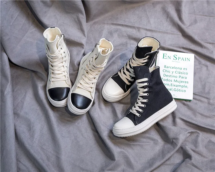 Туфли женские с высоким верхом холщовые туфли на толстой подошве повседневные