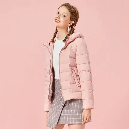 SEMIR женский стеганый легкий короткий пуховик с капюшоном с наклонным карманом, Женская пуховая куртка на подкладке - Цвет: Pink