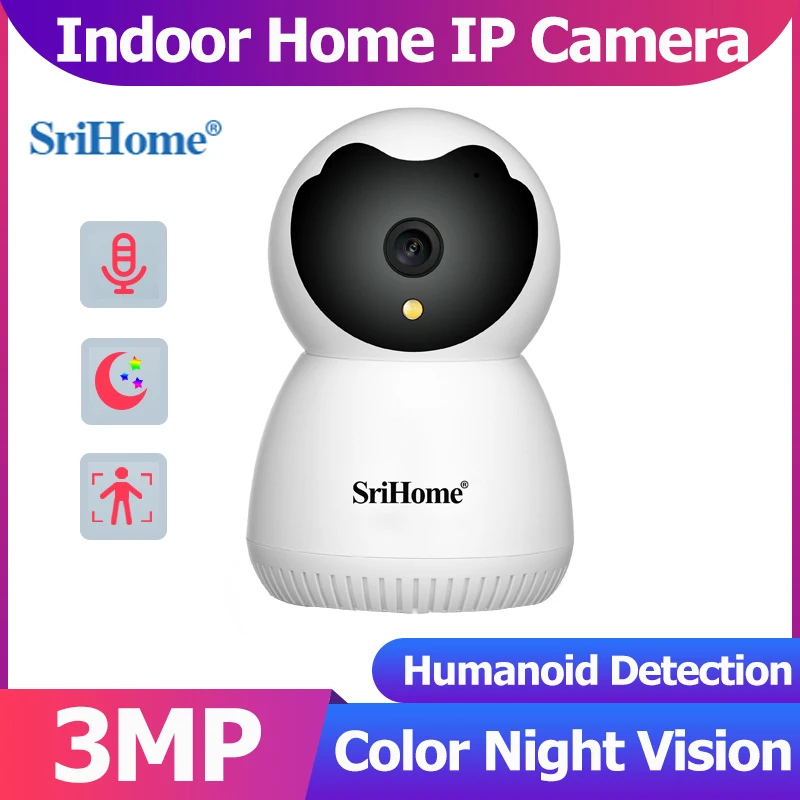 Srihome SH036 3MP WiFi IP камера Крытый PTZ Цветное ночное видение Умная домашняя
