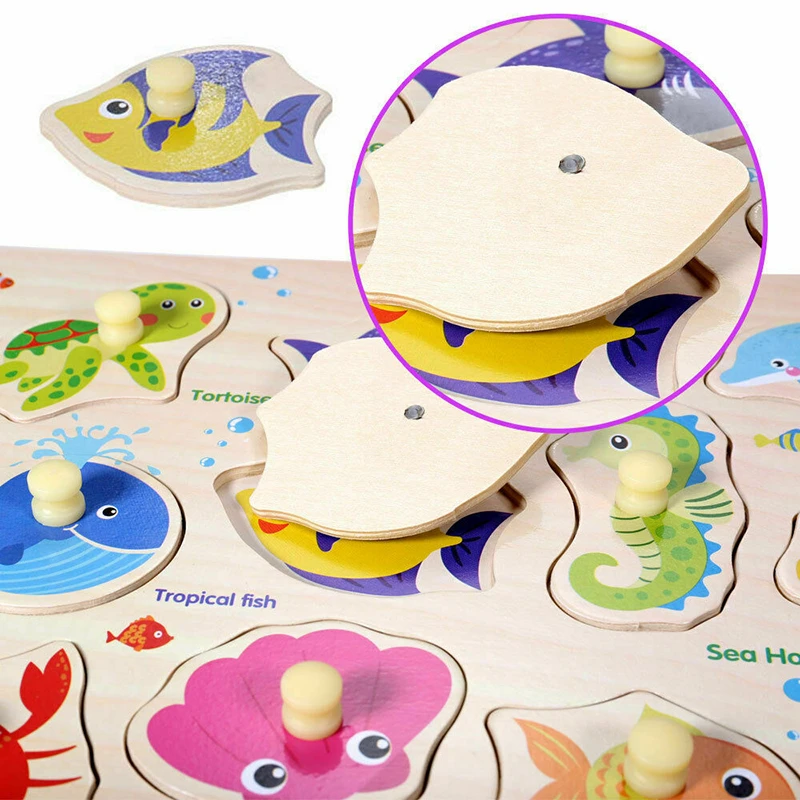 

Wooden Puzzle Baby Kids Toddler Jigsaw Alphabet Letters Animal DIY Learning Toys