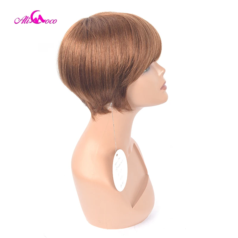 

Ali Coco Brazilian Blonde Human Hair Wigs 33 Color 4 inch Short Full Machine Wig Natural Color Remy Hair Wigs For Black Women
