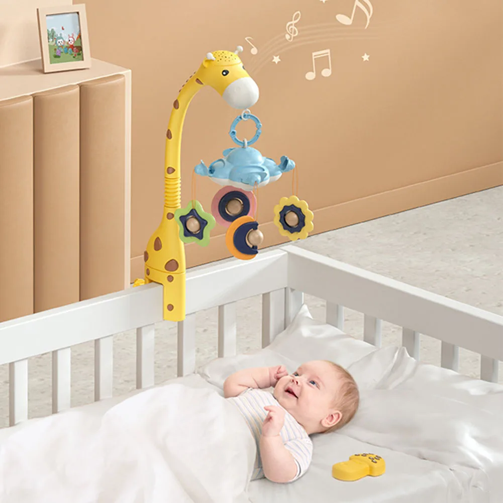 

Crib Rattle Appease Toy Cartoon Multifunction Infant Hanging Mobile Rotating Bed Bell Music Toys Projection Lamp Set Remote
