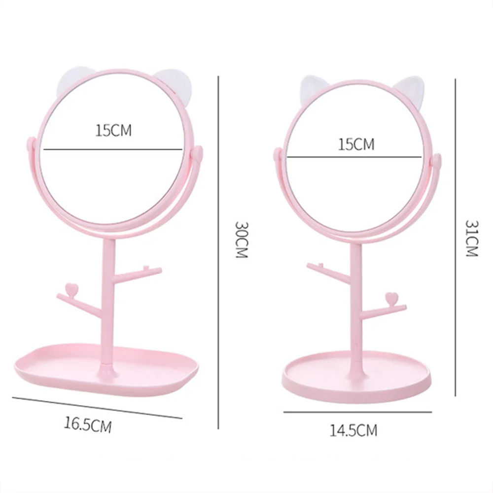 Зеркало для макияжа милое настольное туалетное Подставка 360 Вращающийся с