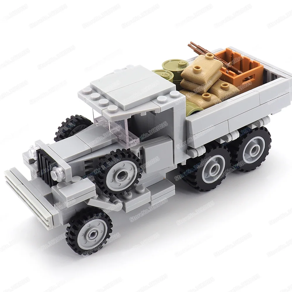 Bloques de construcci&oacute;n de camiones GAZ militares para ni&ntilde;os, figuras de la Segunda Guerra Mundial, transportador del ej&eacute;rcito sovi&eacute;tico, modelo del ej&eacute;rcito, regalos educativos-1