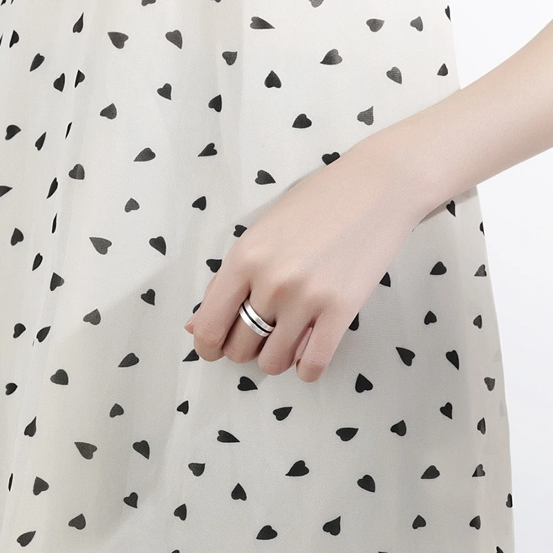 LouLeur Real 925 Silver Sterling Rings Minimalist Line High Quality Wide Ring for Women Casual Office Party Ring Fashion Jewelry