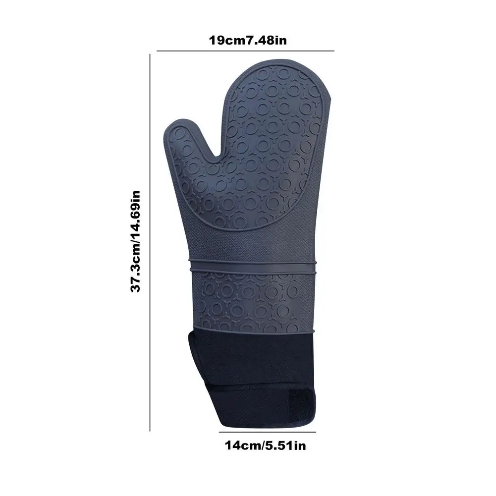 

Silicone Oven Mitt With Adjustable Cuff Waterproof Pot Holder Waterproof Heat Resistant Pot Holders Professional Soft Oven Glove