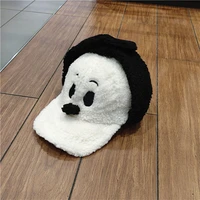 cute dog long ear baseball caps women autumn winter white black wool blend fur hats warm earflap caps bomber hat 54 59cm