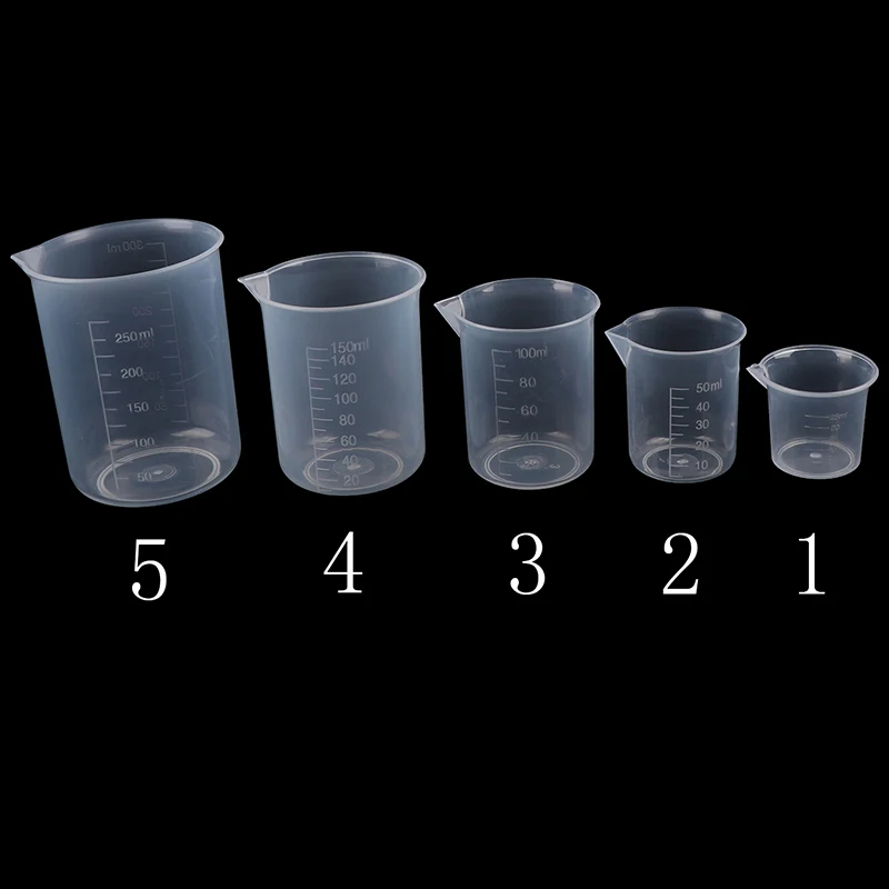 

Hot! 2Pcs Transparent Kitchen Laboratory Plastic Volumetric Beaker Measuring Cup 250ml/150ml/100ml/50ml/25ml