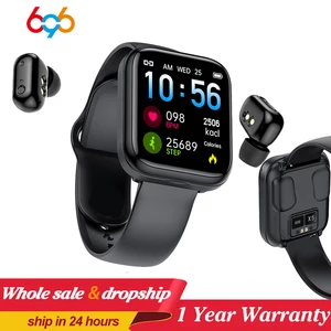 smart watch x5 tws bluetooth headset wireless earphones two in one 1 54inch call music sport band smartwatch for android ios free global shipping
