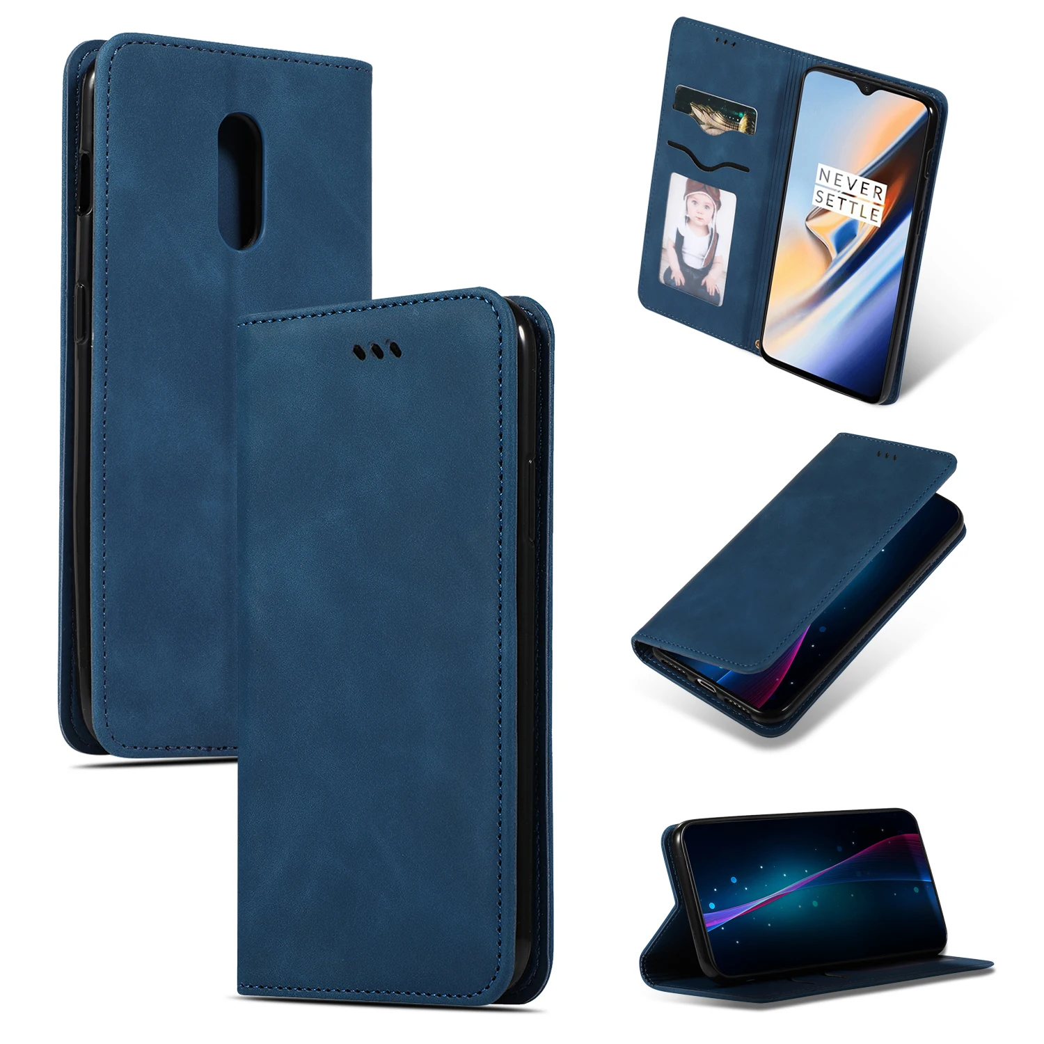 Роскошный флип-чехол для Oneplus 6t 7 7t Pro, кожаный магнитный держатель для карт, кошелек, подставка, чехол-книжка One Plus 6t 7 Pro 7T Oneplus6t 128 - Цвет: Nary