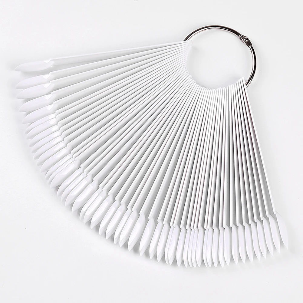 50pcs False Nail Tips Display Oval Chart Color Card With Ring Practice Stand Board UV Gel Manicure Polish Palette Tool Acrylic | Красота и