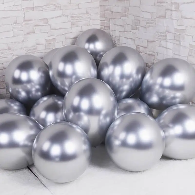 chrome silver 10 шт. 10 дюймов металлический Светящийся синий шар глянцевый металлик темно-синие шары хромированные шары Globos украшение для свадебной вечеринки - Цвет: chrome silver
