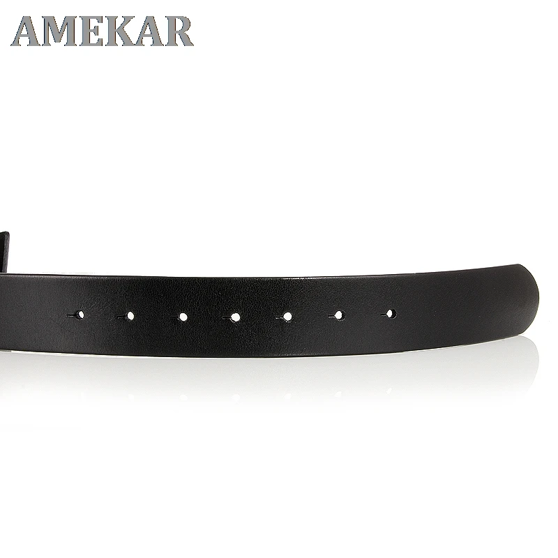 

Pure Cowhide Belt Strap 3.3CM 3.8cm No Buckle Genuine Leather Belts With Round Holes High Quality without smooth buckle
