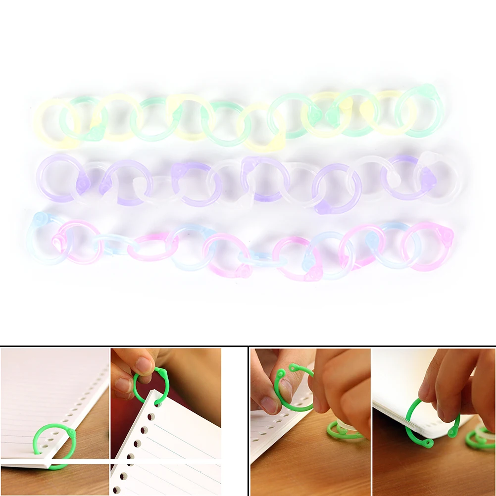 

Plastic Circle Ring Clips Colored Paper Book Loose Leaf Binder Multi-function Circle Calendar Ring Keychain Key Ring
