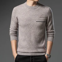100 wool mens thickened sweater fashion autumn winter 2021 new business casual solid color office warm middle aged father