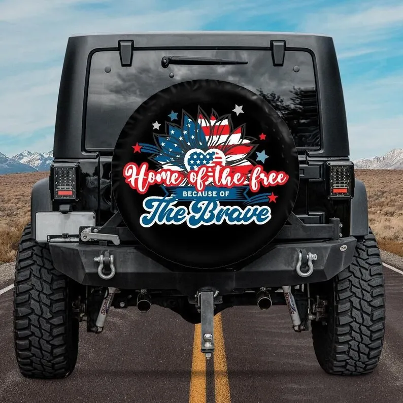 

Spare Tire Cover, Home of the Free because of the Brave, Jeep Tire Cover, Car accessories, Road Trip Accessories, Jeep Accessori