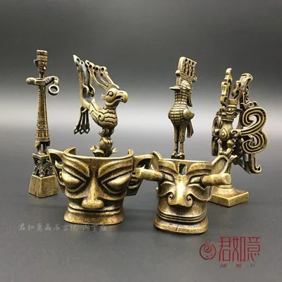

Древние Shu бронзовые украшения золотые маски Sanxingdui сувениры