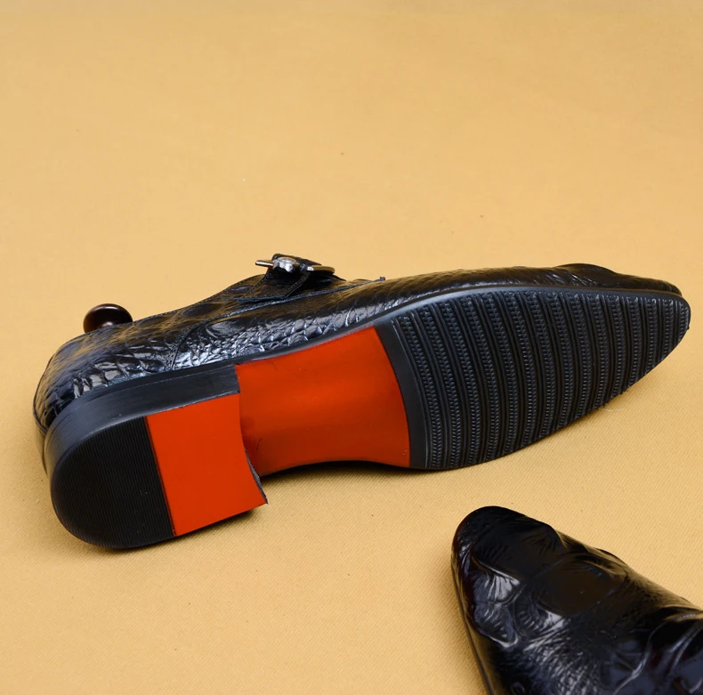 

Buckle Mens Fashion Dress Shoes Wedding Genuine Leather Brand Casual Office Oxford Shoe Business Pointed Toe Black Formal Shoe