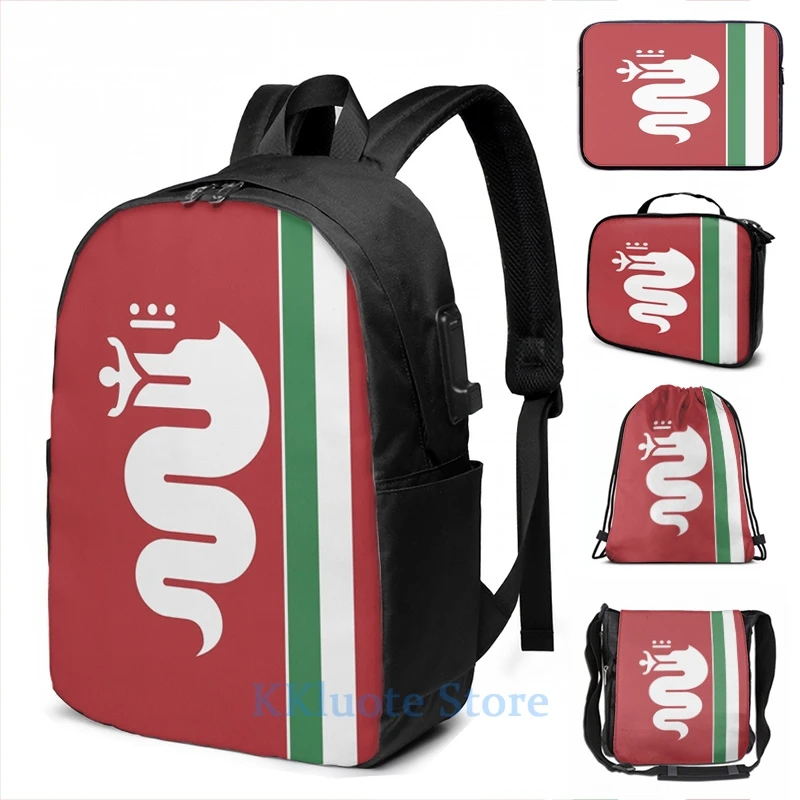 

Funny Graphic print Alfa Romeo Biscione USB Charge Backpack men School bags Women bag Travel laptop bag